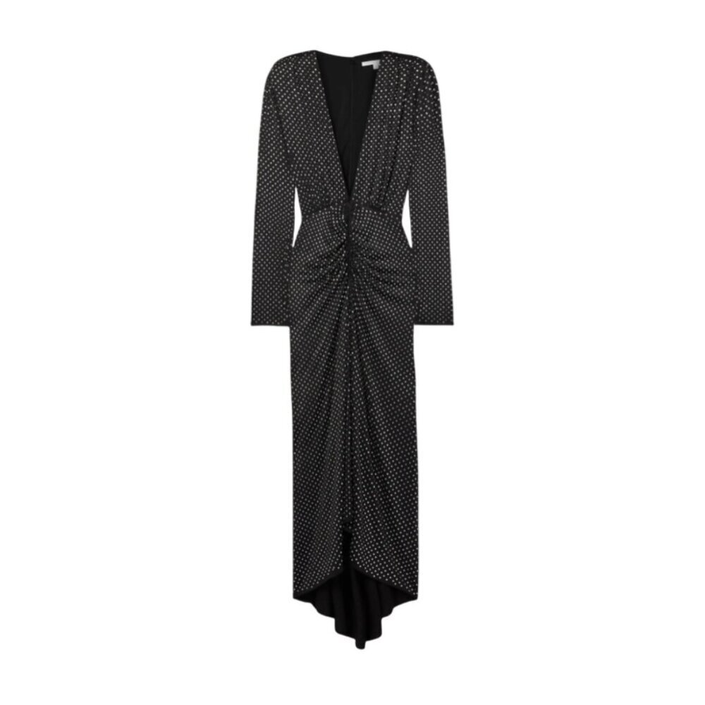 Veronica Beard Kiah Rhinestone Dress Womens Medium Black V-Neck Long Sleeve Maxi